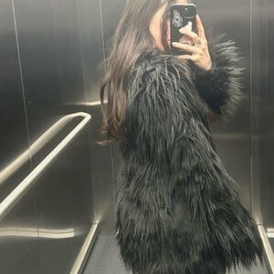 Elegant Black Faux Fur Dress